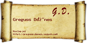 Greguss Dénes névjegykártya